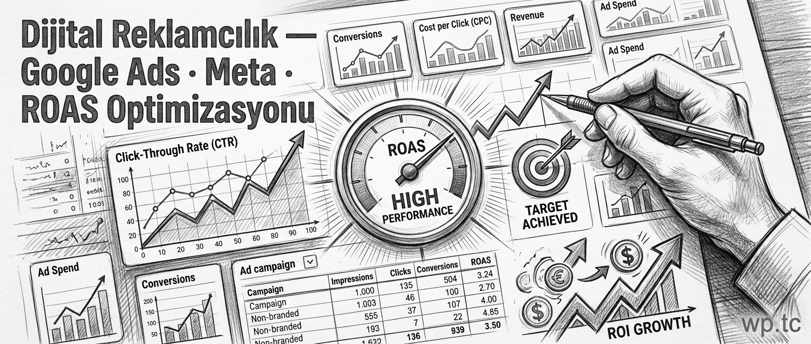 Web Partner dijital reklamcılık hizmeti — Google Ads ve Meta reklam performans dashboard ekranı